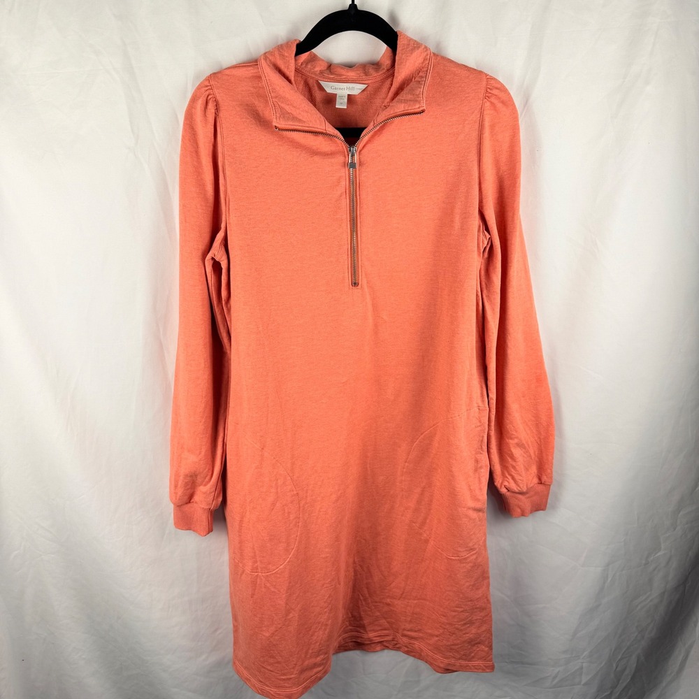 Garnet Hill‎ Salmon Quarter Zip Shirt Dress Medium Tennis Casual Preppy